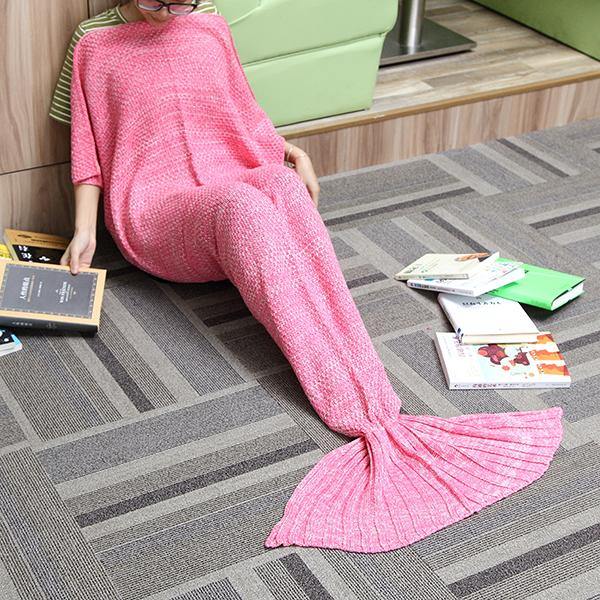 180x90CM Yarn Knitting Mermaid Tail Blanket Cashmese-like Warm Super Soft Sleep Bag Bed Mat - MRSLM