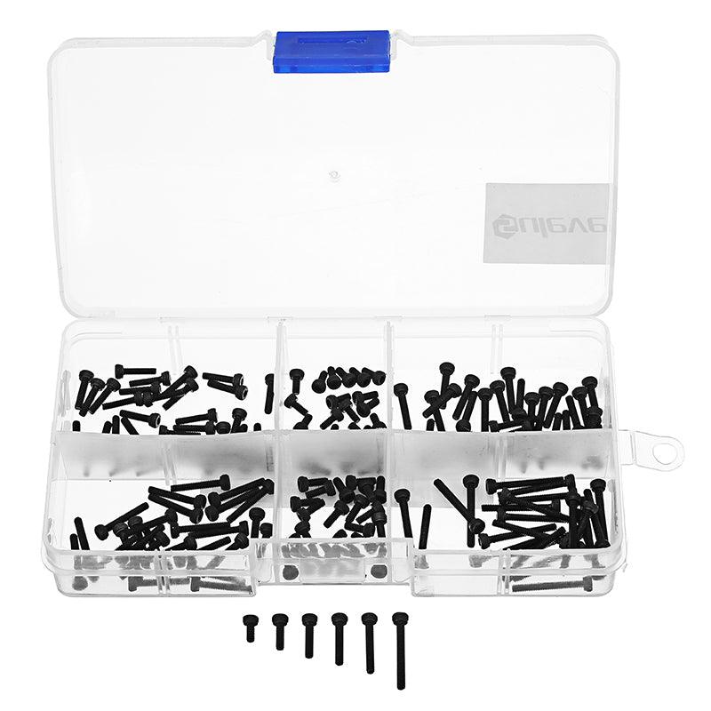 Suleve™ M2CH2 M2 Carbon Steel Allen Bolt 4-16mm Hex Socket Cap Screw Metric Assortment Kit 180pcs - MRSLM