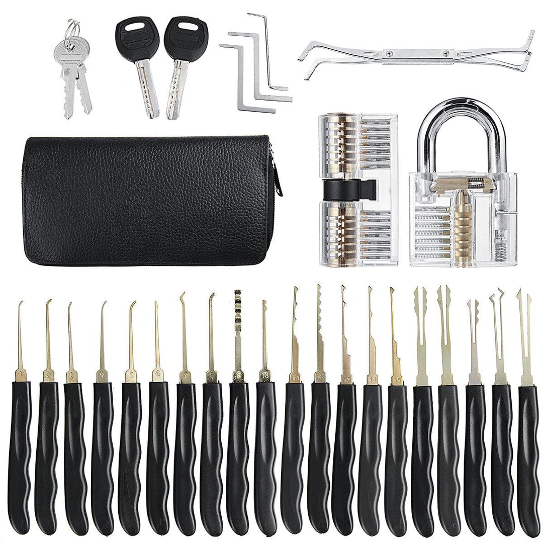 15Pcs/24Pcs Lock Unlocking Picking Tool Set With 3 Transparent Practice Training Lock - MRSLM