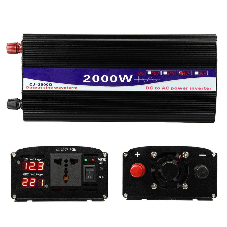 2000W Peak 12V/24V/48V to 220V Pure Sine Wave Power Inverter Digital Display Home Converter - MRSLM