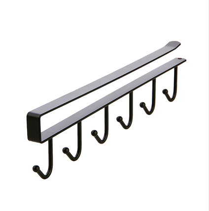 Kitchen Cabinet Under Shelf 6 Hooks Cup Mug Holder Kitchen Iron Hanging Storage Rack Cupboard Organizer Hooks Bedroom Wardrobe - MRSLM