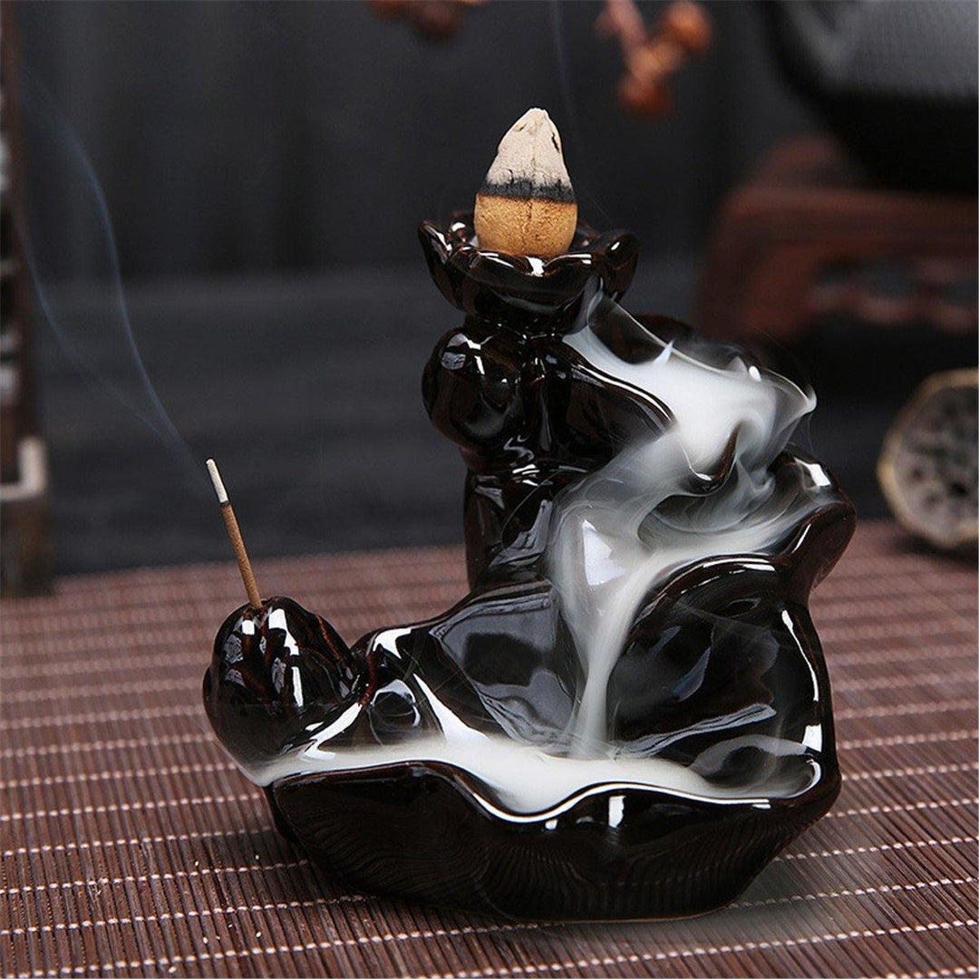 6 Style Buddhist Incense Burner Smoke Backflow Ceramic Glaze Censer Cone Holder - MRSLM