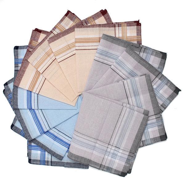 12Pcs Cotton Men Pocket Handkerchief Square Hanky For Wedding Party - MRSLM