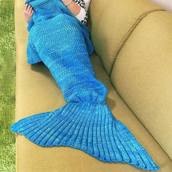 Honana WX-37 180x90cm Knitting Mermaid Tail Blanket Home Office Acrylic Fibers Warm Soft Sleep Bag - MRSLM