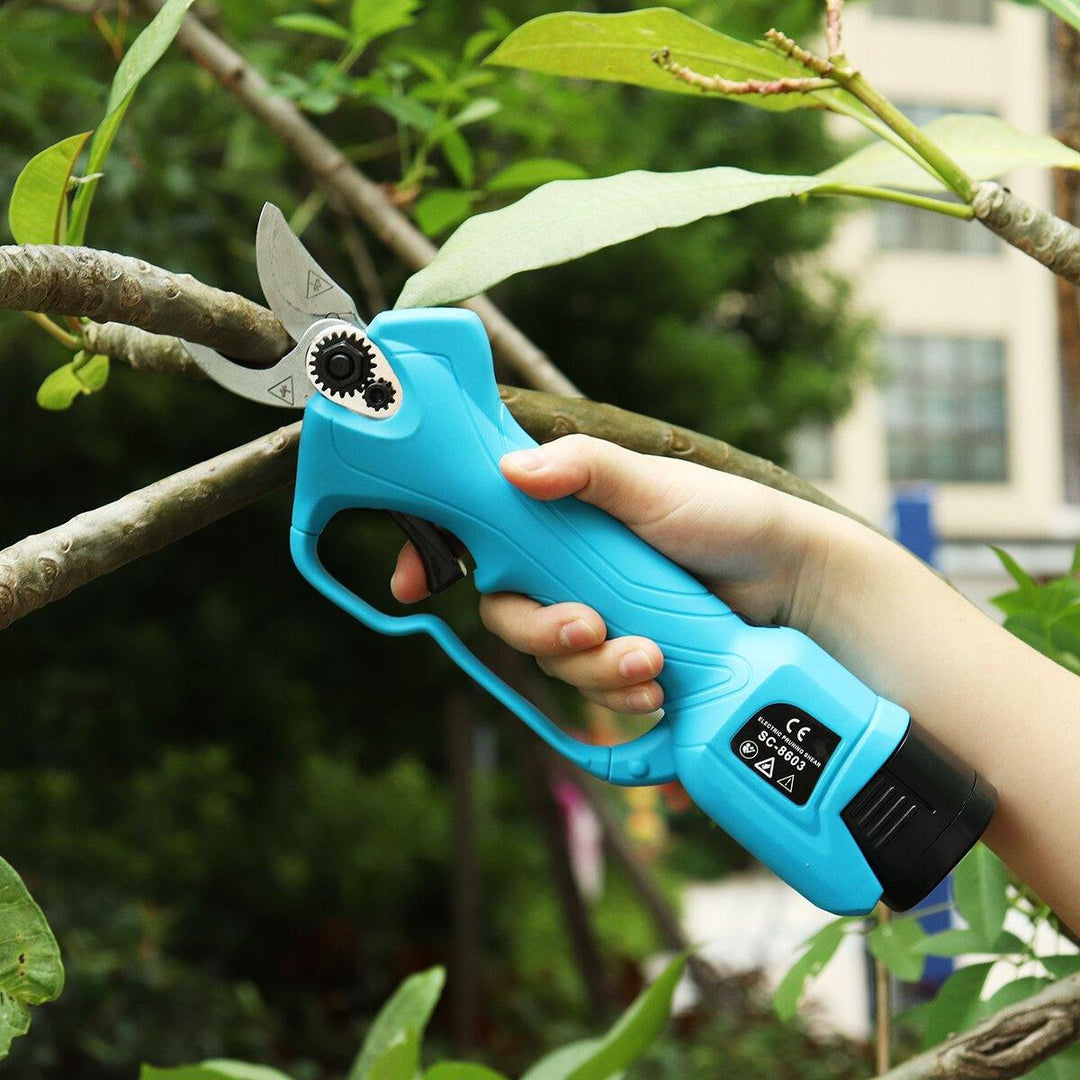 US Plug 2 Batteries Rechargeable Electric Pruning Scissors Branch Cutter Garden Tool - MRSLM