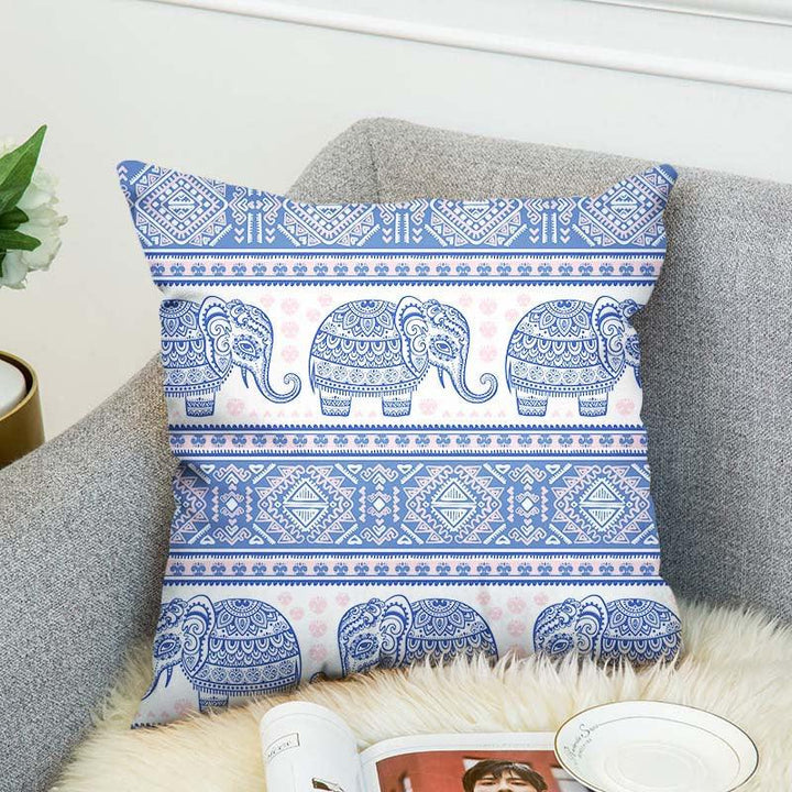 3D Bohemian Style Elephant Double-sided Printing Cushion Cover Linen Cotton Throw Pillow Case Home Office Sofa - MRSLM