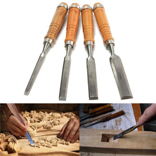 4Pcs 8/12/16/20mm Woodwork Carving Chisels Tool Set For Woodworking Carpenter - MRSLM