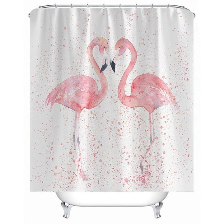 1/3/4Pcs 3D Flamingo Waterproof Shower Curtain Waterproof Toilet Cover Non-slip Mat 3pcs Toilet Bathroom Decor - MRSLM