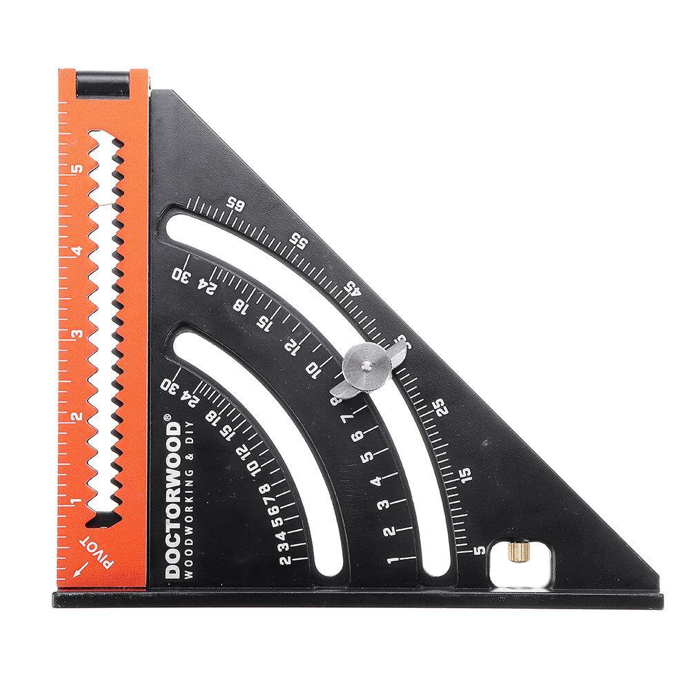 DOCTORWOOD 6 Inch Extendable Multifunctional Folding Triangle Ruler Carpenter Square with Base Precision Goniometer Multi-angle Measurement Woodworking Tools - MRSLM