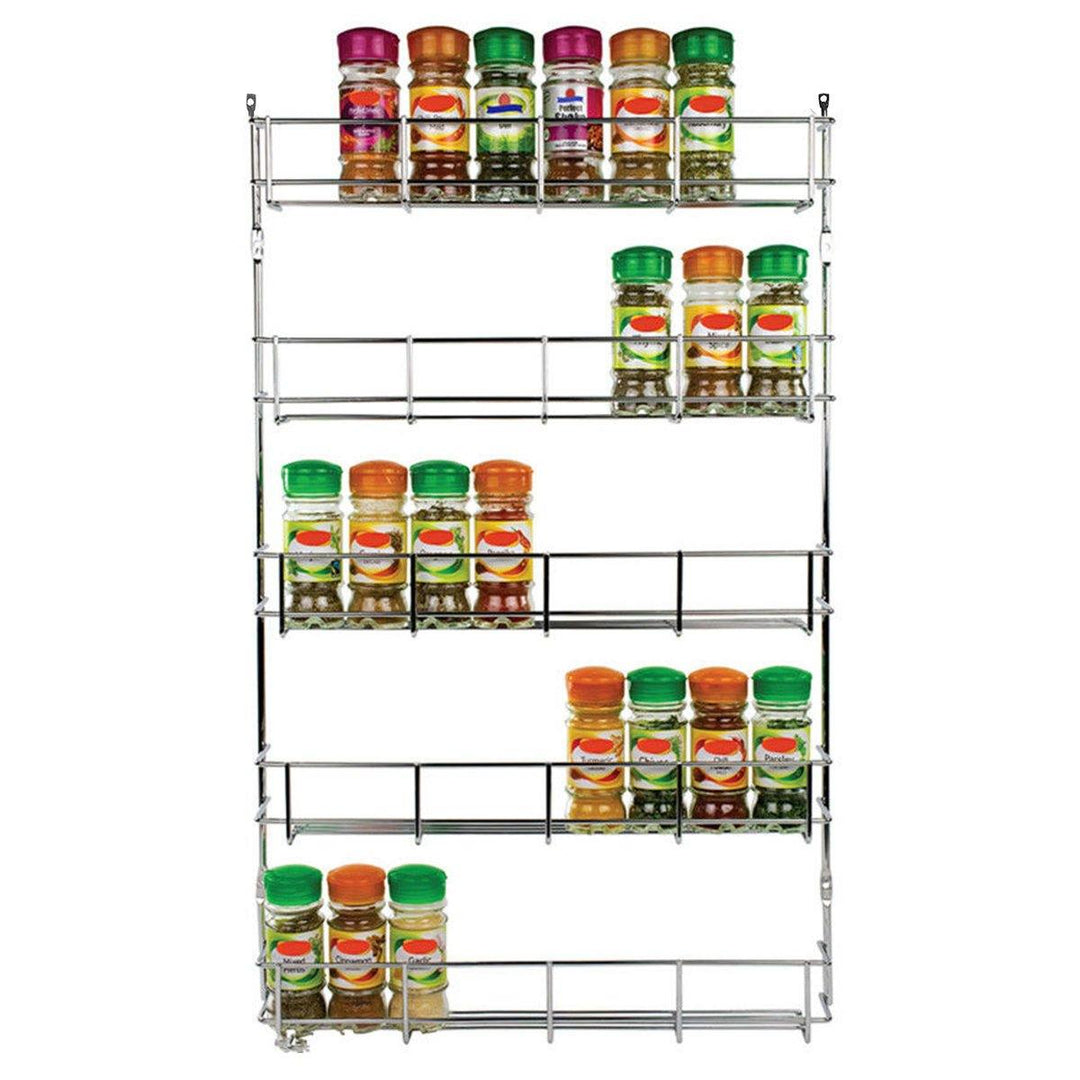 5 Tiers Kitchen Spice Rack Cabinet Organizer Wall Mount Storage Shelf Holder Kitchen Storage Rack - MRSLM