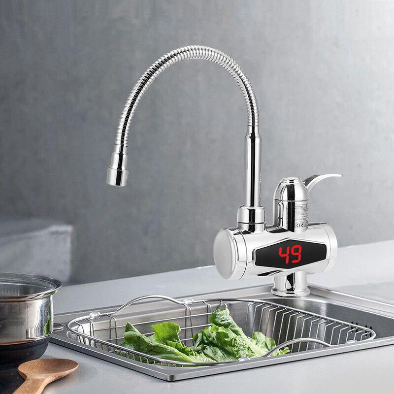 220V Electric Faucet Kitchen Bathroom Faucet Water Heater LED Display - MRSLM