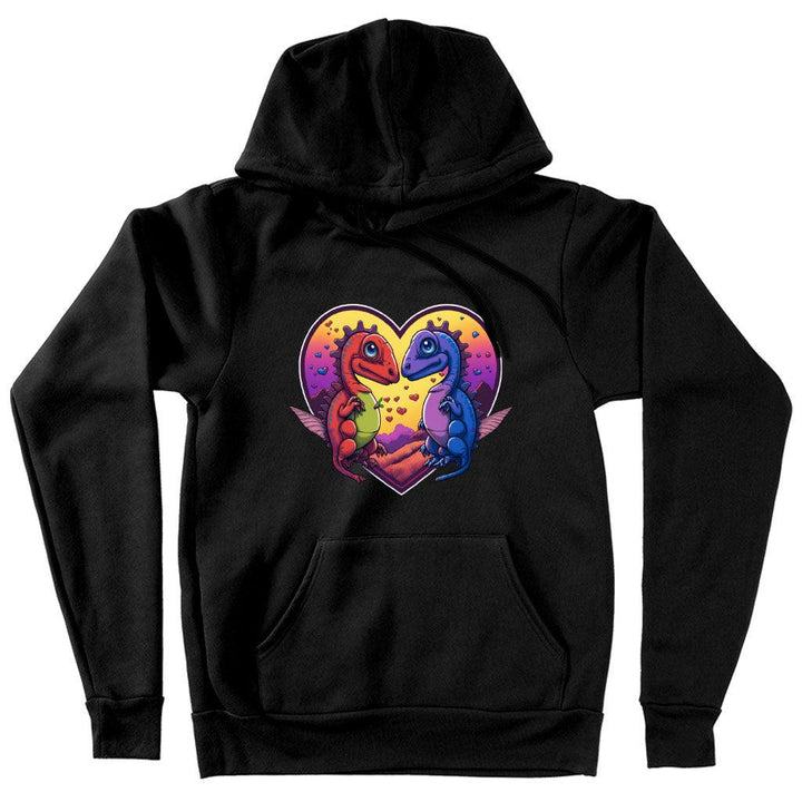 Dinosaurs in Love Hooded Sweatshirt - Art Hoodie - Unique Hoodie - MRSLM