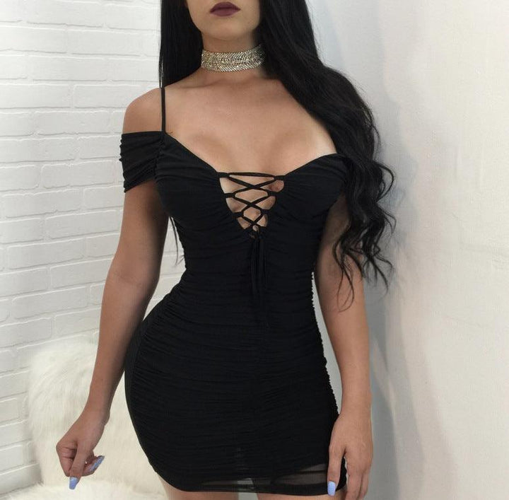 Deep V lace sexy dress - MRSLM