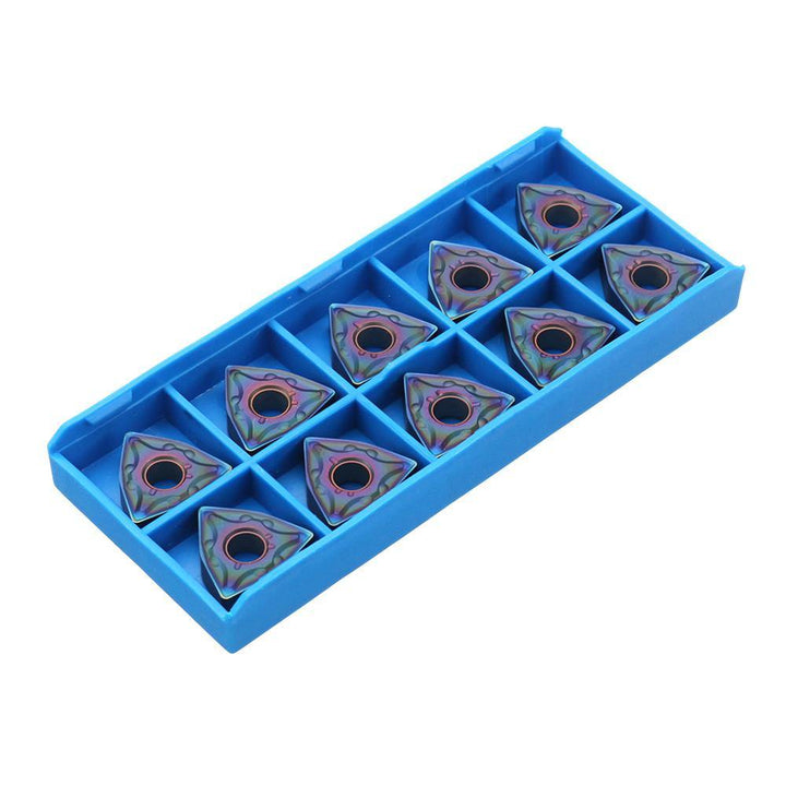 Drillpro 10pcs HRC45 Blue Nano WNMG080404 Carbide Insert for WWLNR/L MWLNR/L Turning Tool Holder - MRSLM