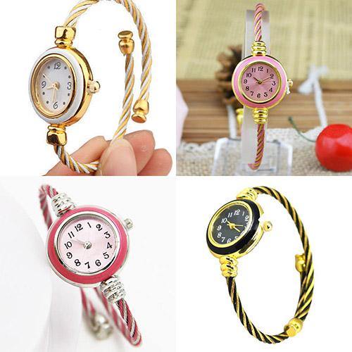 Women's Fashion Casual Steel Wire Quartz Analog Bracelet Bangle Wrist Watch - MRSLM