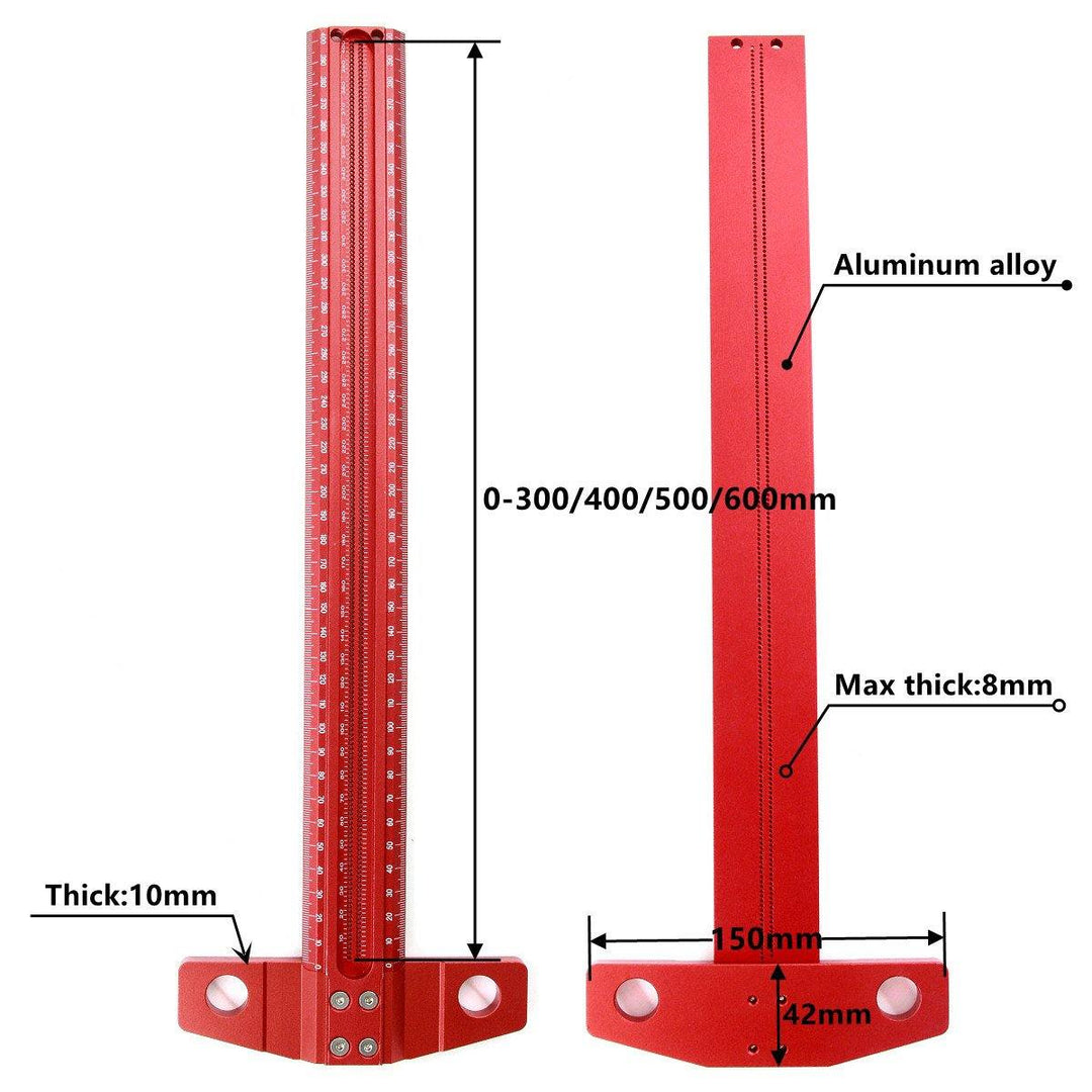 ETOPOO Woodworking T-type Line Scriber Hole Scale Ruler Aluminum Alloy Marking Gauge Crossed Line Scriber Carpenter Measuring Tools - MRSLM