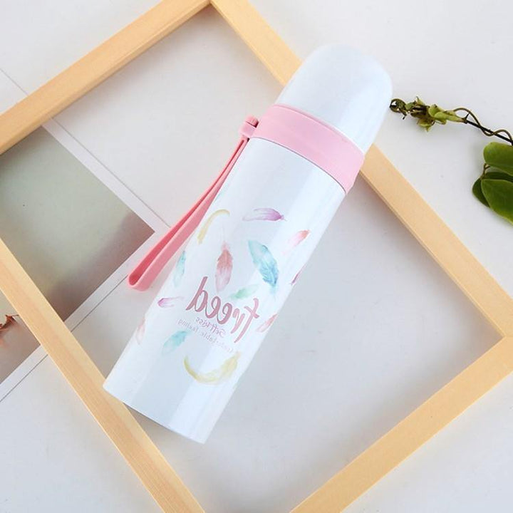 Flamingo Pattern Insulated Water Cup Portable Water Bottle Stainless Steel Material Bottle - MRSLM