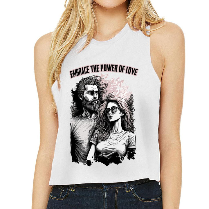 Embrace the Power Of Love Racerback Cropped Tank - Graphic Women's Tank - Unique Tank Top - MRSLM