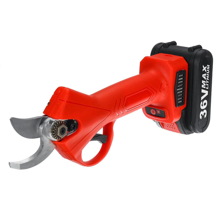 36V 25mm 1.3AH Cordless Electric Branch Scissor 2 Li-ion Batteries Pruning Shear Pruner Electric Pruning Shear (Red) - MRSLM