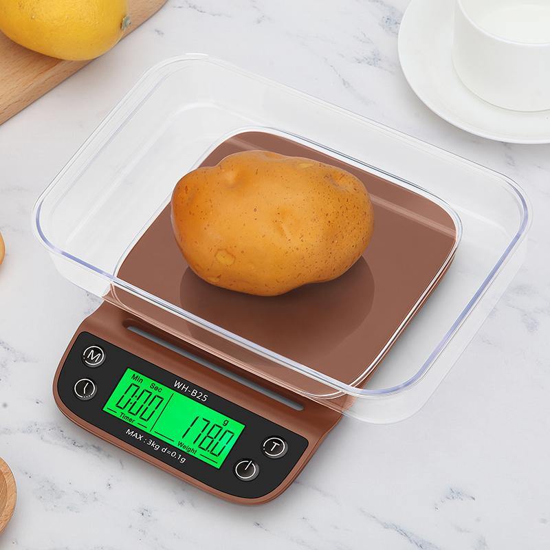 WH-B25L Coffee Scale 3kg/0.1g Coffee Scale with Timer Portable Electronic Digital Kitchen Scale High Precision LCD Scales - MRSLM