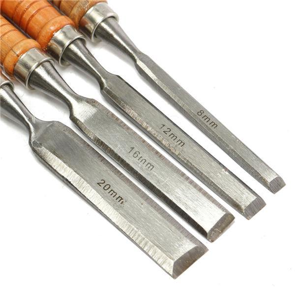 4Pcs 8/12/16/20mm Woodwork Carving Chisels Tool Set For Woodworking Carpenter - MRSLM