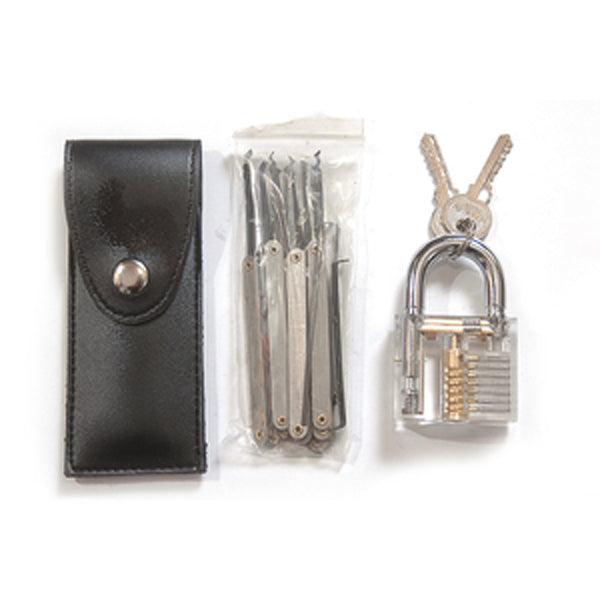 DANIU Transparent Practice Padlock with 12pcs Unlocking Lock Picks Set Key Extractor Tools - MRSLM