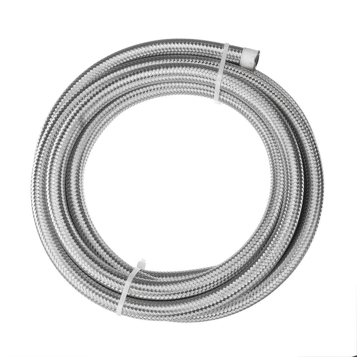 10FT AN4 AN6 AN8 AN10 Fuel Hose Oil Gas Line Pipe Stainless Steel Braided Silver - MRSLM