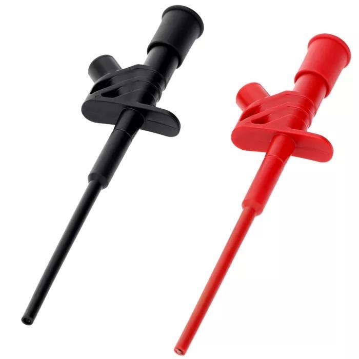 2Pcs Red DANIU P5004 Professional Insulated Quick Test Hook Clip High Voltage Flexible Testing Probe - Red - MRSLM