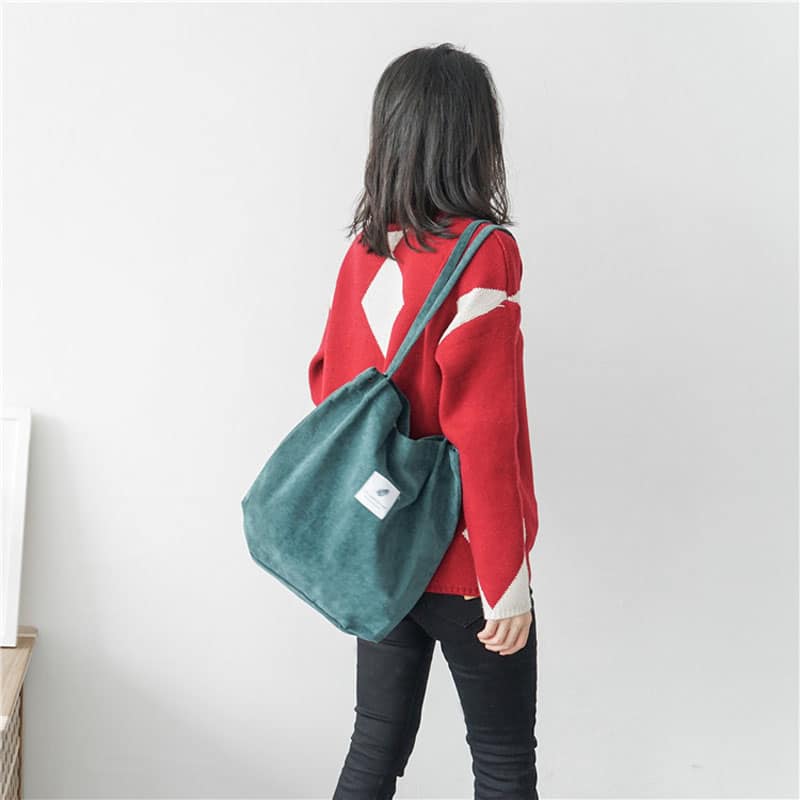 Women's Minimalist Style Velvet Shopper Bag