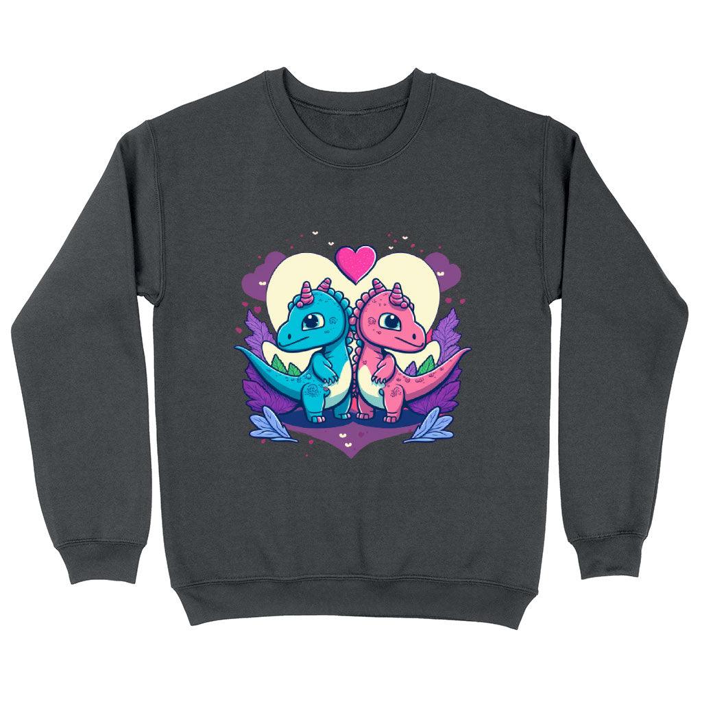 Dinosaur Print Sweatshirt - Love Graphic Crewneck Sweatshirt - Colorful Sweatshirt - MRSLM