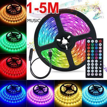 1/2/3/4/5m 5V 3528 RGB USB LED Strip Light Music Sync with 44 Key IR Remote Control - MRSLM