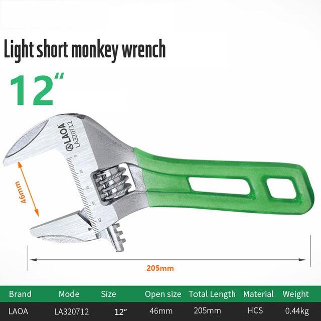 LAOA Wrench Short Handle Adjustable Spanner HCS Material Laser Scale Rubber Wrapped Monkey Spanner 6inch/8inch/10inch/12inch - MRSLM