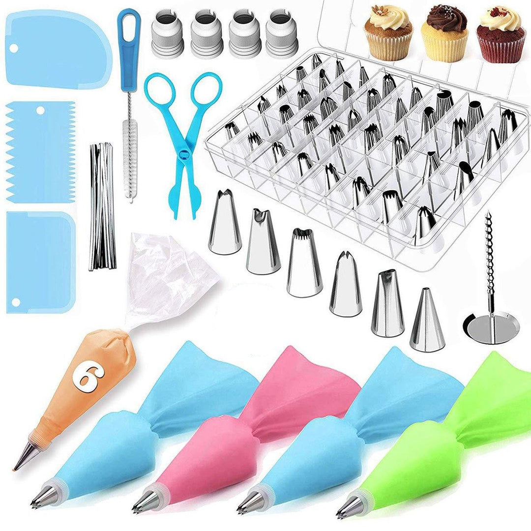 72Pcs Cake Decorating Tools Set DIY Cake Piping Tips Turntable Rotating Cake Tools - MRSLM