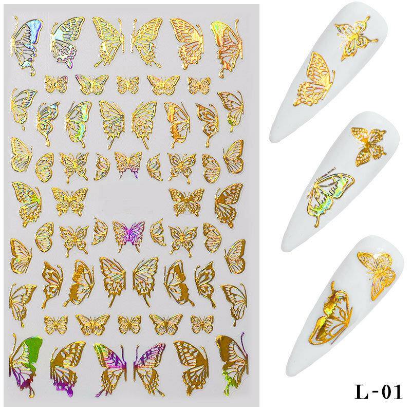 3D Holographic Nail Art Stickers Colorful DIY Butterfly Nail Transfer Decals - MRSLM