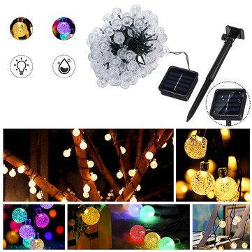 Solar Powered 12M 100 LED Crystal Ball String Fairy Light for Garden Christmas Outdoor Decor - MRSLM