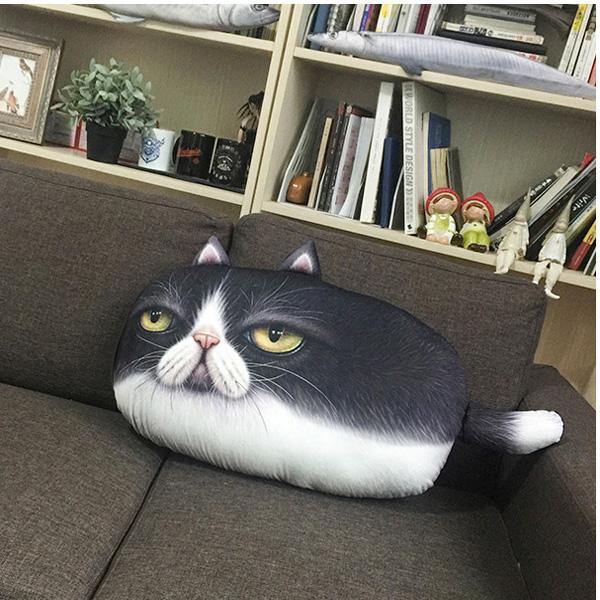 3D Creative PP Cotton Cute Cat Plush Pillow Backrest Printing Cushion Birthday Gift Trick Toys - MRSLM