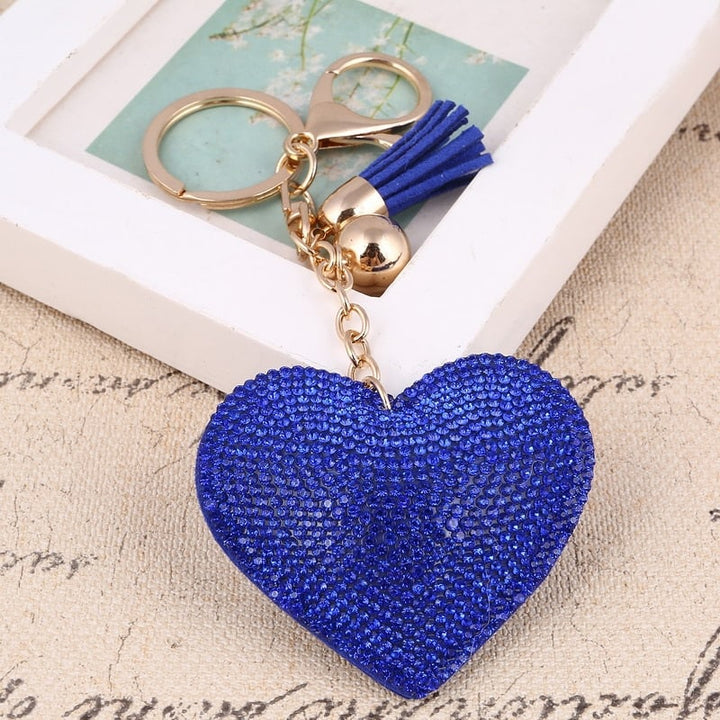 Heart Shaped Keychain with Crystals