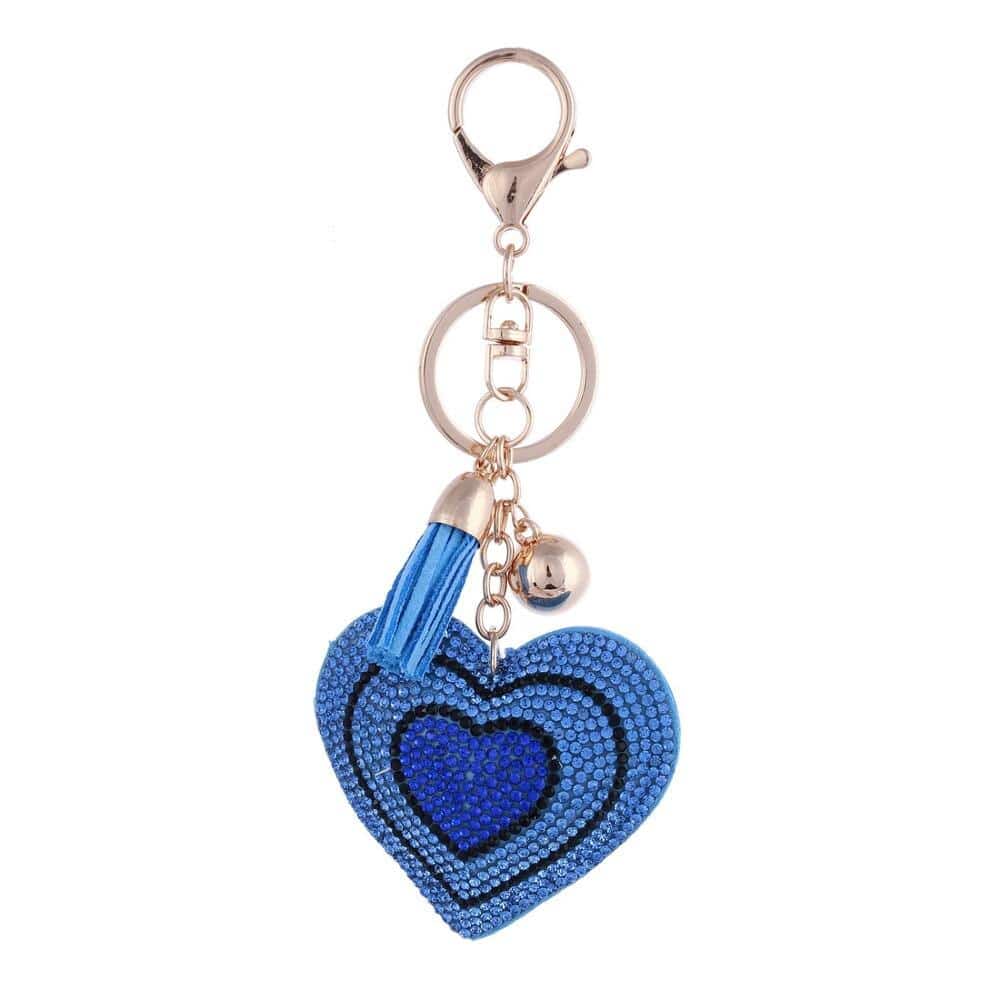 Heart Shaped Keychain with Crystals