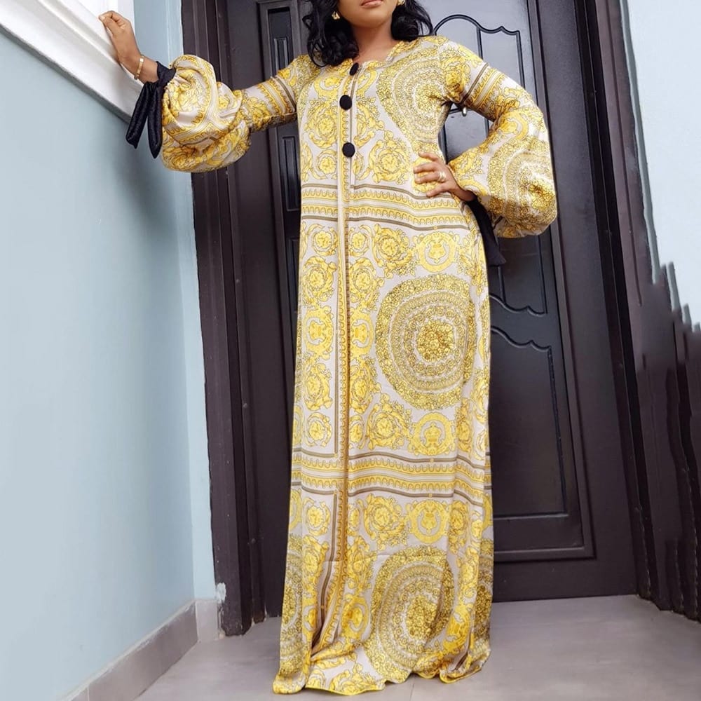 Women's African Long Sleeve Maxi Dress