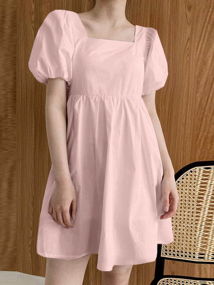 Women's Summer Casual Short Dress with Puff Sleeves