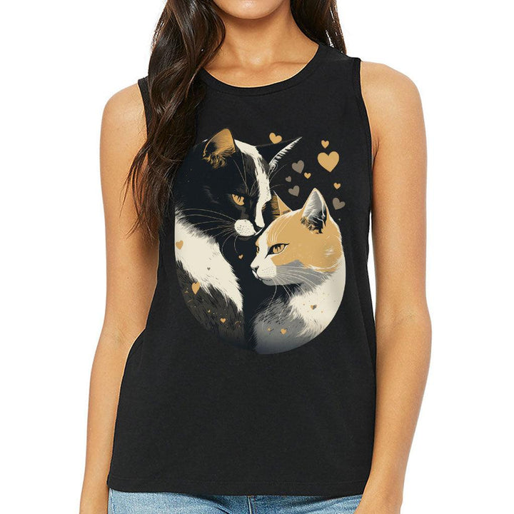 Cat Love Women's Muscle Tank - Couple Style Tank Top - Printed Workout Tank - MRSLM