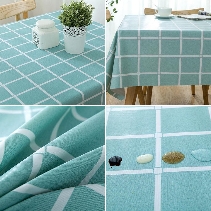 PVC Tasteless Waterproof Tablecloth Transparent Soft Glass Table Mat Stripe Grid Printing Table Cloth - MRSLM