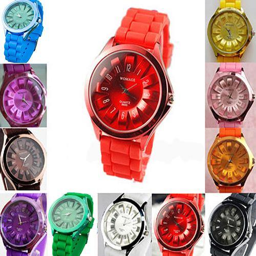 Unisex Fashion Silicone Strap Arabic Numerals Quartz Sports Jelly Wrist Watch - MRSLM