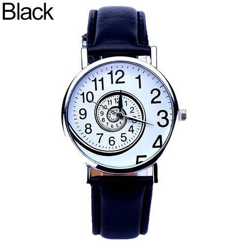 Women Creative Swirl Pattern Faux Leather Strap Analog Quartz Sports Wrist Watch - MRSLM