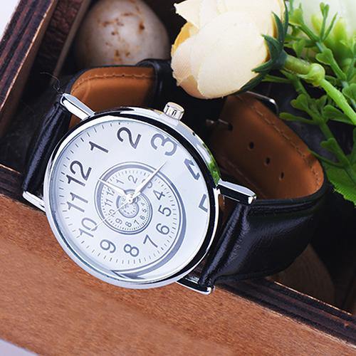 Women Creative Swirl Pattern Faux Leather Strap Analog Quartz Sports Wrist Watch - MRSLM