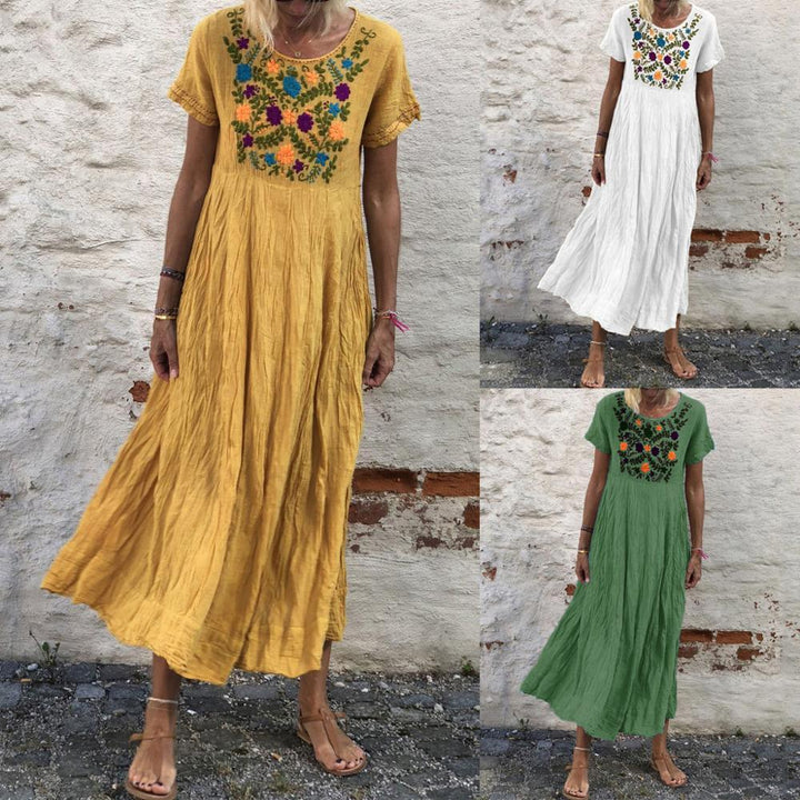 Women's boho long skirt sleeveless loose dress - MRSLM