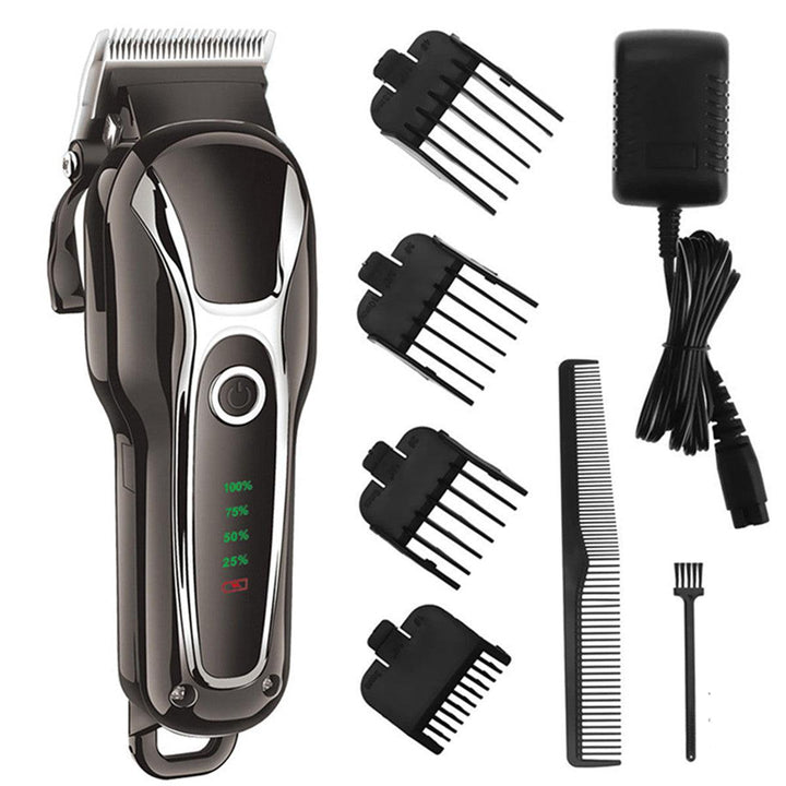 SURKER Barber Salon Electric Hair Clipper Rechargeable Trimmer Beard Body Shaver Grooming Razor LED Display Steel Blade Washable - MRSLM