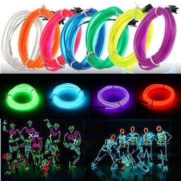 3M Led Flexible EL Wire Neon Glow Light Rope Strip 12V For Christmas Holiday Party - MRSLM