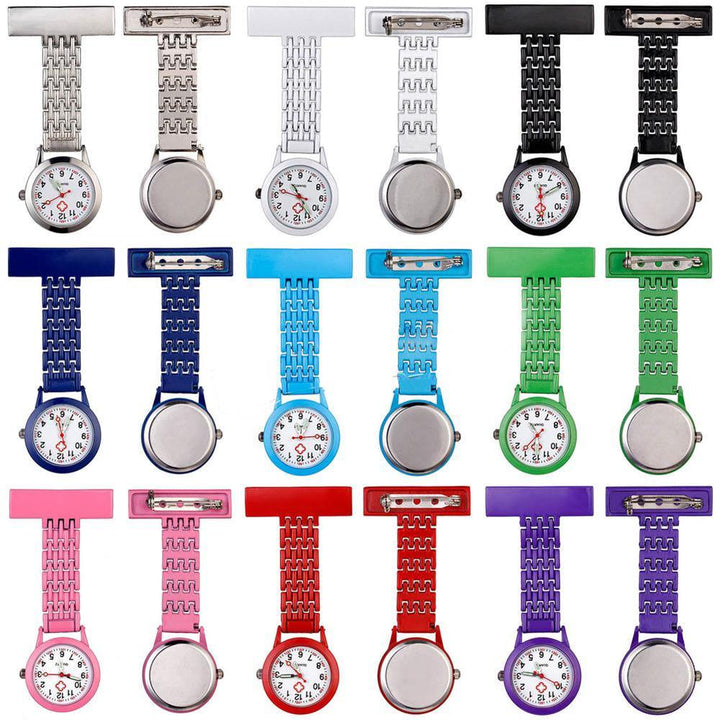 Stylish Metal Clip-on Pocket Quartz Analog Brooch Medical Nurse Fob Watch Gift - MRSLM