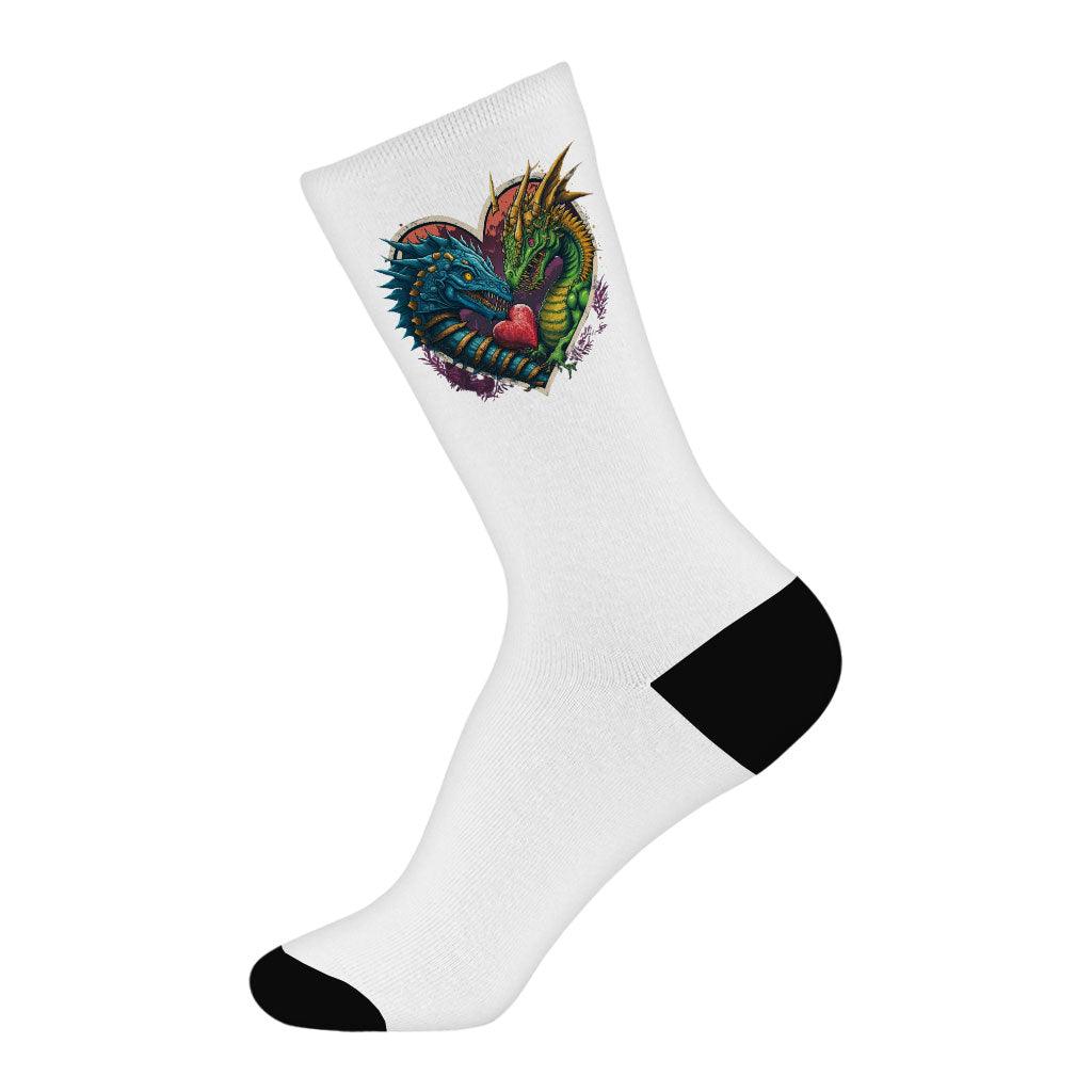 Animal Themed Socks - Dinosaur Graphic Novelty Socks - Colorful Crew Socks - MRSLM